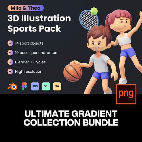 趣味卡通3d立体人物运动体育健身动作插图插画png免抠图片素材