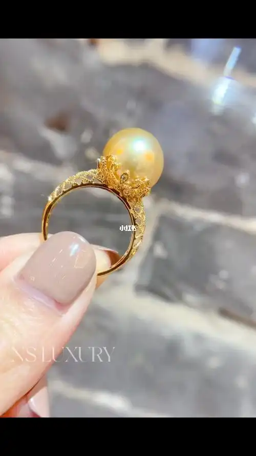 奢华复古金珍珠戒指气场全开女王大人