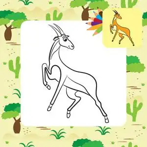 可爱的羚羊的插图.着色页照片