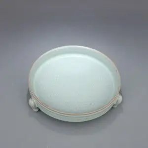 宋 汝窑 天蓝釉石刻字【 大号】三足笔洗/水洗古董瓷器古玩古瓷器