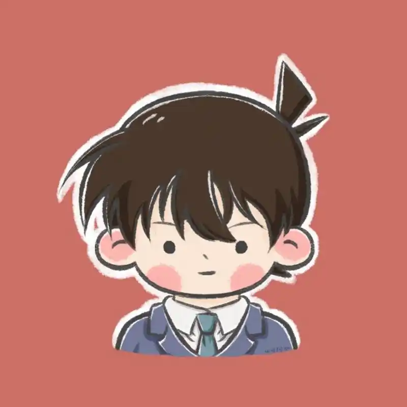 【名侦探柯南|q版情侣头像|新一&小兰】 插播一组情头,新兰