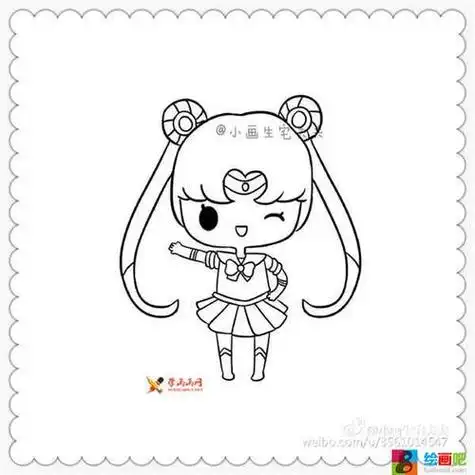 卡通动漫女孩简笔画-可爱的美少女 美少女战士简笔画简单美少女简笔画