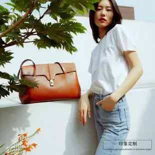 秋冬新款刘雯阿西哥同款包包大容量ol通勤凯莉包复古棕色单肩大包