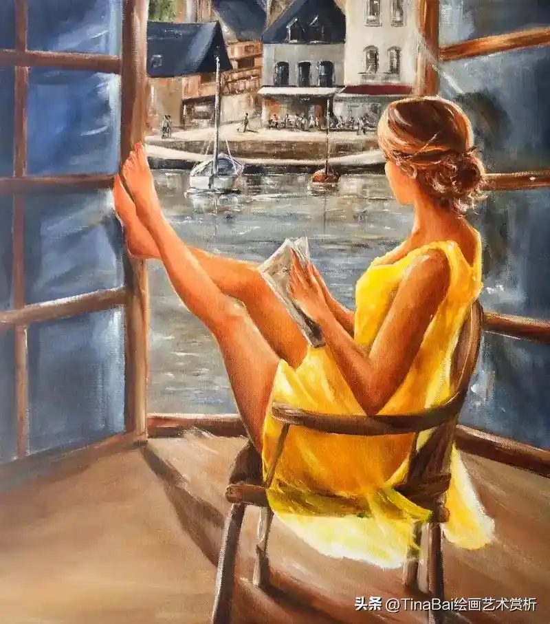 法国画家玛丽劳雷苏克作品穿黄裙的女人