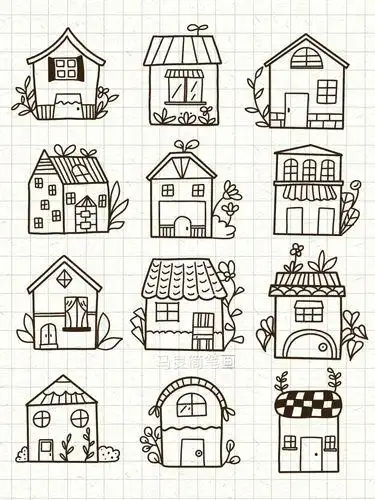 简笔画|简单可爱小房子卡通插画手帐素材简笔画手帐