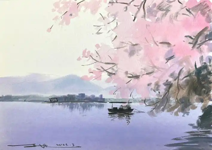 尺寸,16开纸张,宝虹中粗颜料,温莎牛顿歌文#水彩  #水彩画教程  #水彩