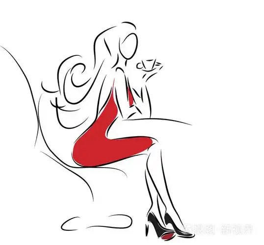 咖啡杯的美丽时尚女人插画-正版商用图片00e9xi-摄图新视界