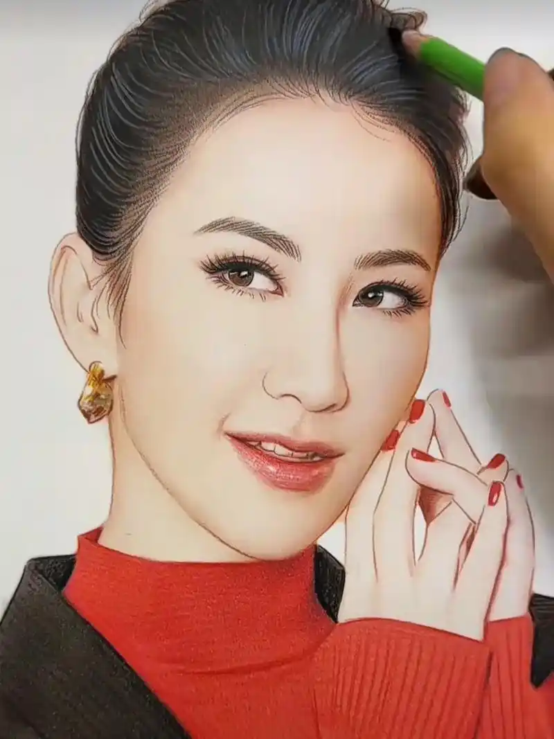 coco李玟 #手绘 #彩铅人物 #人物肖像 #请记住李玟 - 抖音