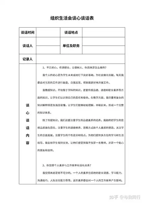 党员教师谈心谈话记录表
