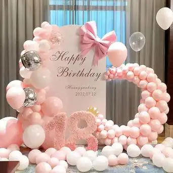 女孩网红生日装饰场景布置男孩18岁礼派对室内气球背景墙kt板