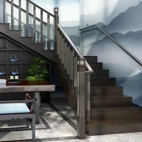 实木楼梯定制新中式整体楼梯实木扶手踏步梯下柜全屋定制美式y02