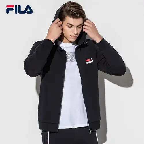 fila斐乐男外套2018秋季新品休闲针织运动上衣连帽外套男