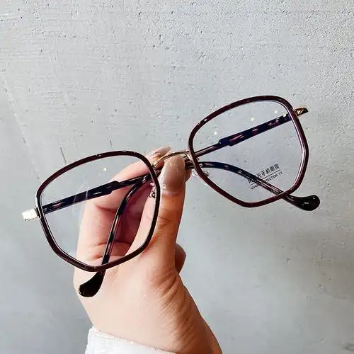 2021款多边形防蓝光眼镜创意款弯腿tr近视眼镜框磨砂绿素颜大框架