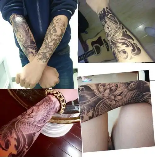 花臂纹身贴 男女防水持久半臂逼真刺青图腾手臂大花臂文身贴纸