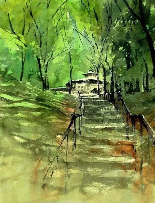 日本艺术家笠井一男水彩风景画欣赏