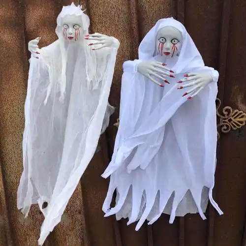 白衣幽灵发光吊鬼万圣节鬼婴儿吊鬼密室鬼屋恐怖装饰品场景道具
