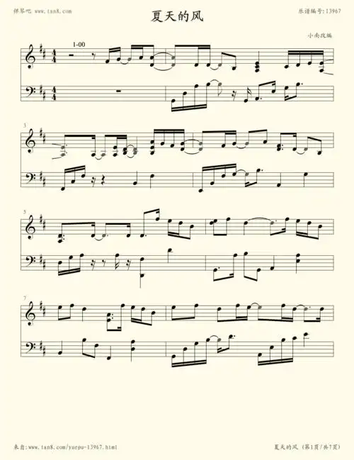 夏天的风(温岚)-温岚小提琴谱