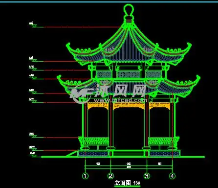 太平府文化园重檐八角亭施工图