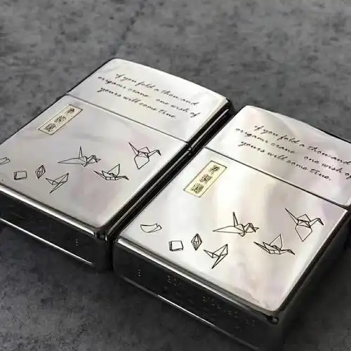 千纸鹤,寓意美好的愿望,双面图案设计,雕刻上去,不会掉,火机镜面设计
