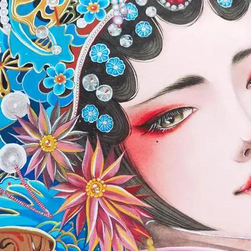 水彩古风超写实戏曲人物手绘花旦19图