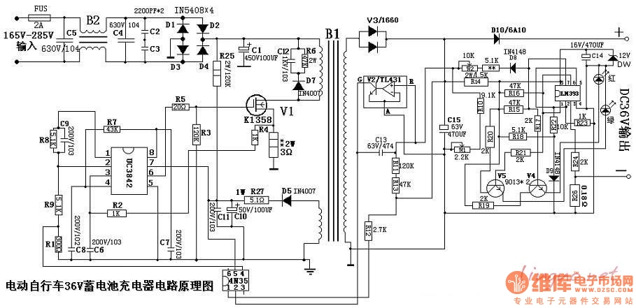 电动车36v充电器原理图