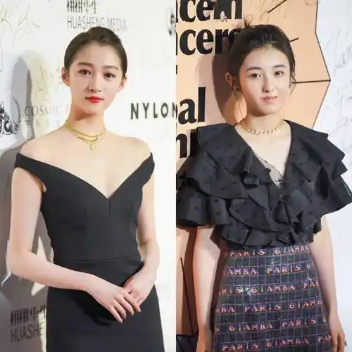 新四小花旦同框关晓彤黑裙优雅性感张子枫拼接裙青春活力