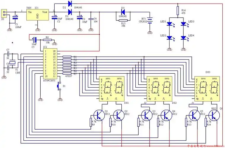 led时钟电路图(只需要实现功能就可以,不需要别的任何条件,学生,做