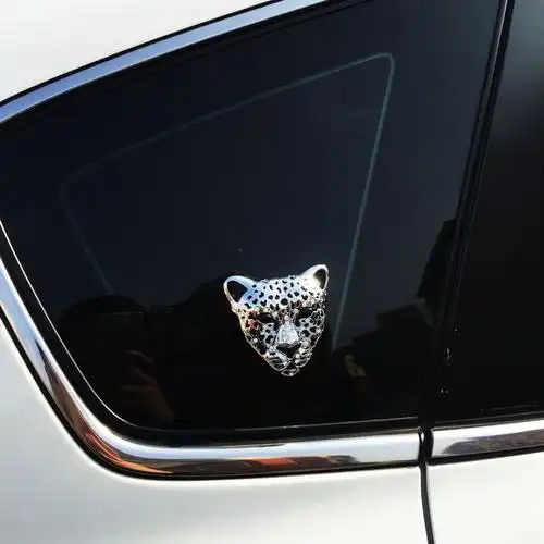 跨境专供金属豹车标3d立体豹头优质电镀金属标吉祥豹汽车改装贴