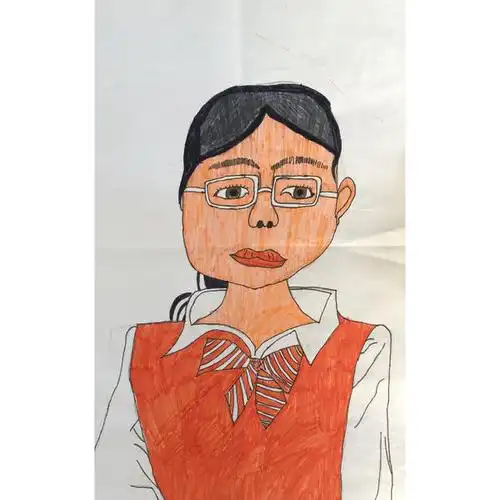 为老师画肖像-五(9)班-何蕊