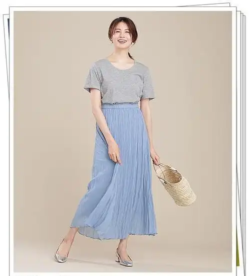 淡蓝色半身裙配什么上衣4种颜色放心搭24个日系轻熟穿搭示范