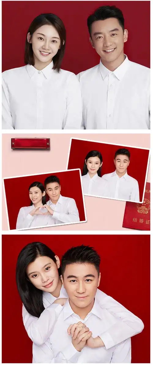 南极人拍结婚登记照情侣装领证件照的衣服白色衬衫男女同款刺绣定制