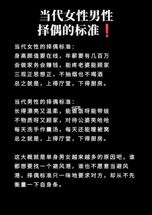 当代男女的择偶标准