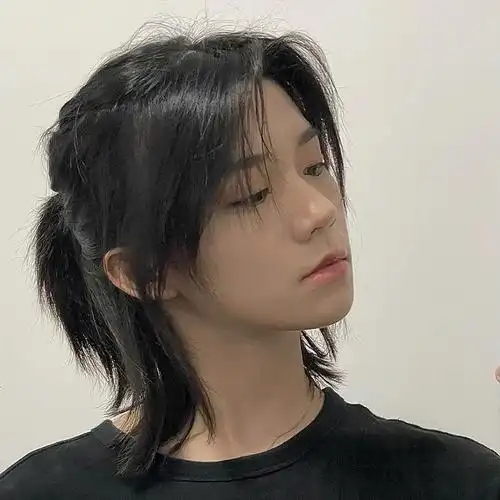 狼尾假发男女长发日系武士头中分鲻鱼头韩版帅气自然日常头套式