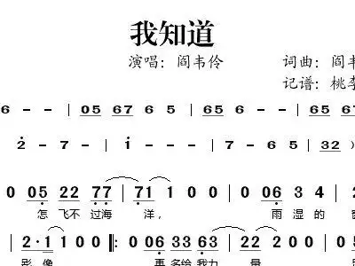 我知道 阎韦伶 歌谱 简谱