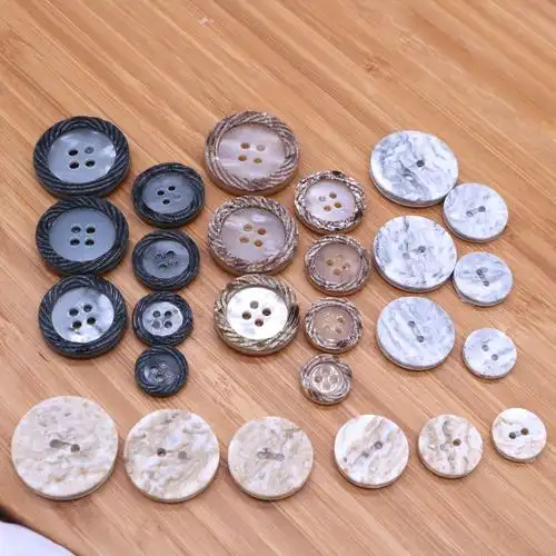 圆形四眼大衣扣宽边花纹树脂纽扣雾金异形双孔扣子西服装饰手缝扣