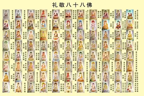 多张精美的八十八佛图见者称赞礼拜灭罪增福增慧功德威神不可思议