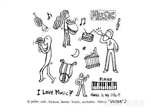 音乐会海报素描音乐插图