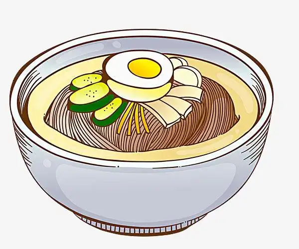 卡通手绘碗里的食物面条
