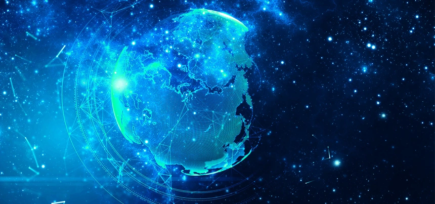 大气创新科技引领未来蓝色背景图