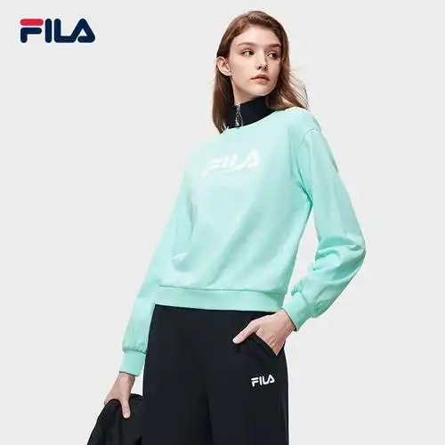 2023年春季新款百搭女宽松版品牌logo卫衣时尚fila斐乐针织套头衫