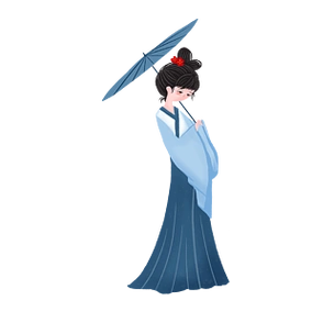 中国风复古风汉服拿伞女孩插画中国风复古风古风汉服女性角色淘宝天猫