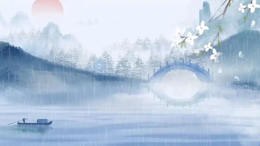 中国风古典大气唯美山水背景云雾飘动水墨山水背景视频ae模板古风背景