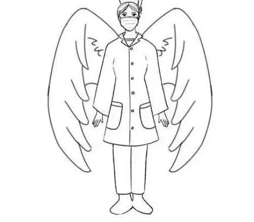 简笔画防控疫情白衣天使