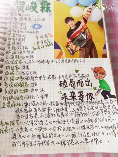 时代少年团贺峻霖手帐