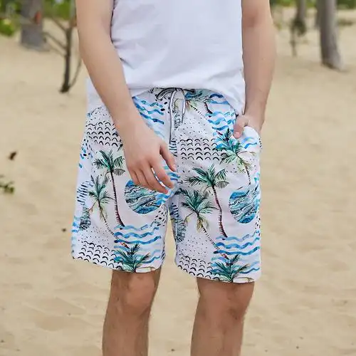 热卖定制沙滩裤男士宽松度假游泳温泉速干短裤