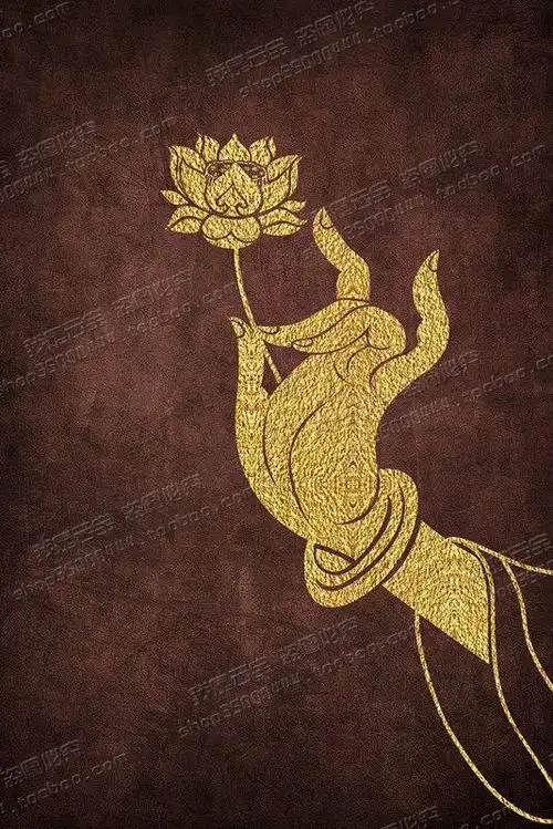 墙面玄关装饰画佛手东南亚禅意贴画莲花