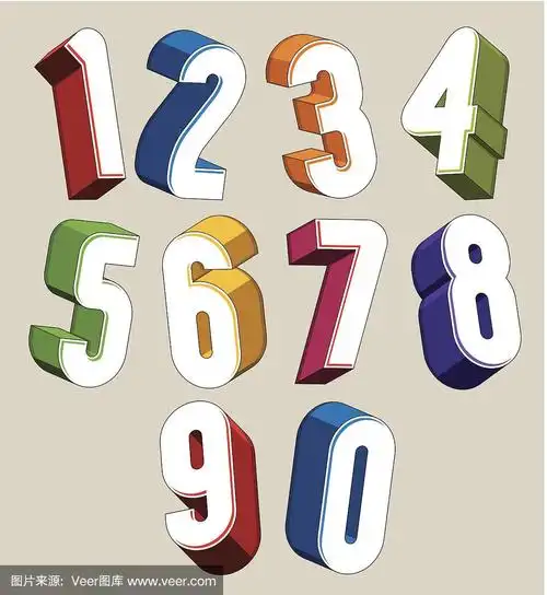 3d数字集与圆形形状.