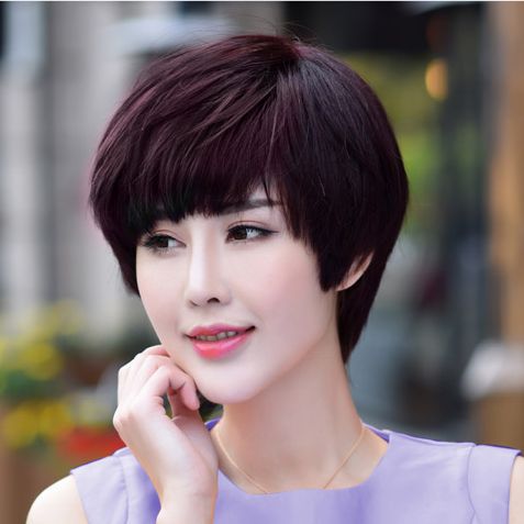 真发假发短发帅气女生bobo头直发蓬松逼真时尚中老年妈妈女士发型