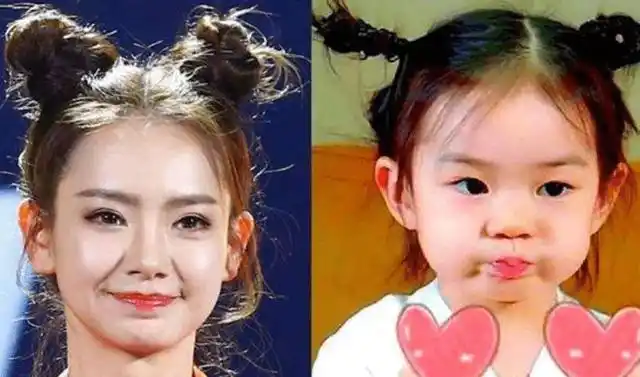 戚薇女儿lucky为啥爱扎丸子头?当她披头散发时,网友:我明白了
