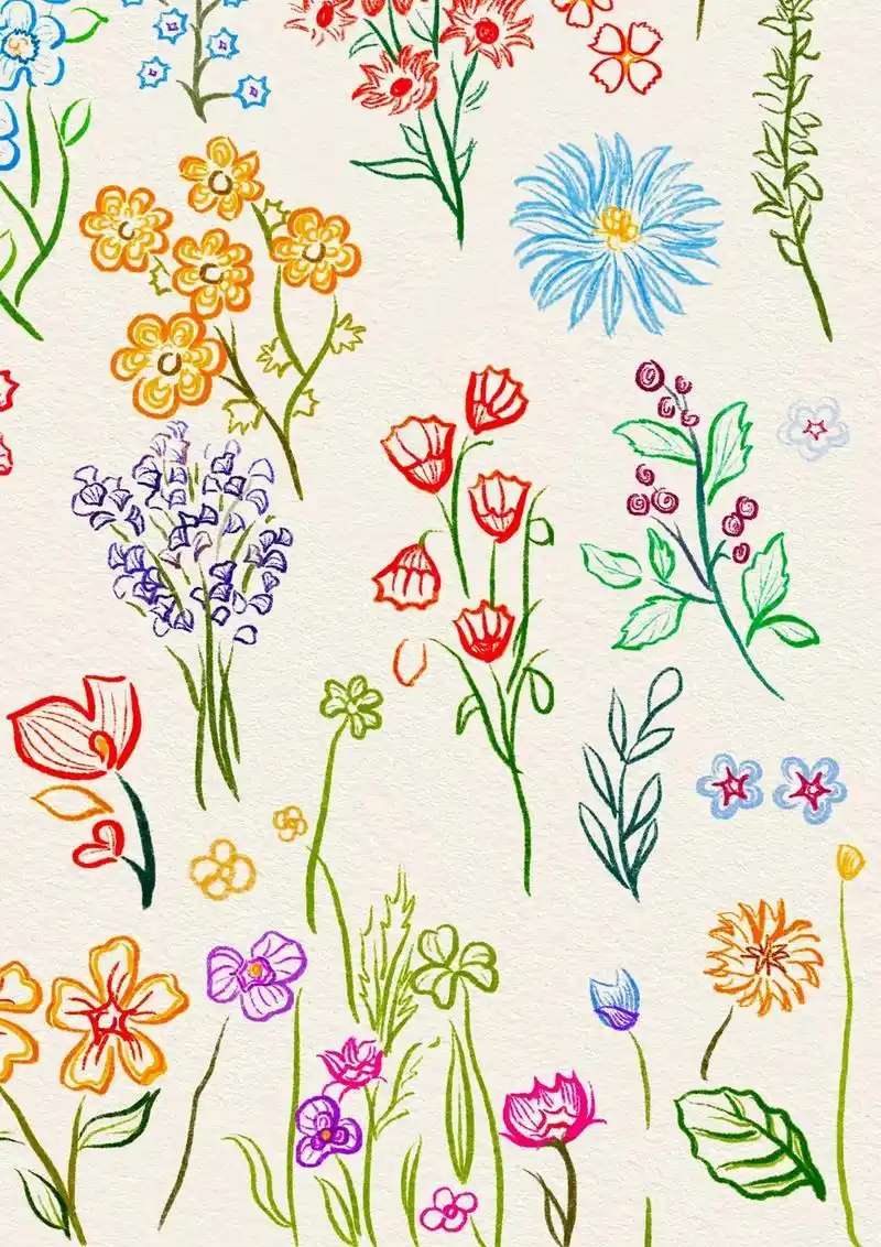 花卉简笔画,随手画的花花草草真的很好看.🌷步骤教程 1.先 - 抖音